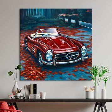 Картина Червоний ретро кабріолет 35x35 см (ASH520_M) (ASH520) фото