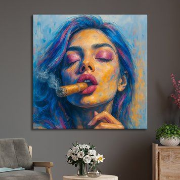 Картина Красива дівчина з сигарою 35x35 см (ASH102_M) (ASH102) фото