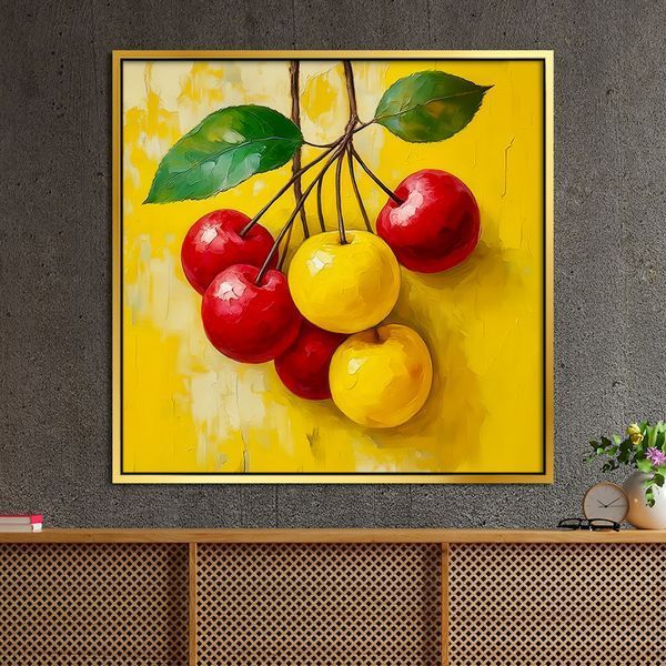 Картина Веточки с жёлтыми и красными вишнями 35x35 см (ASH159_M) (ASH159) фото