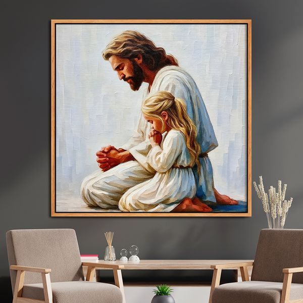 Картина Молитва Иисуса и маленькой девочки 35x35 см (ASH469_M) (ASH469) фото