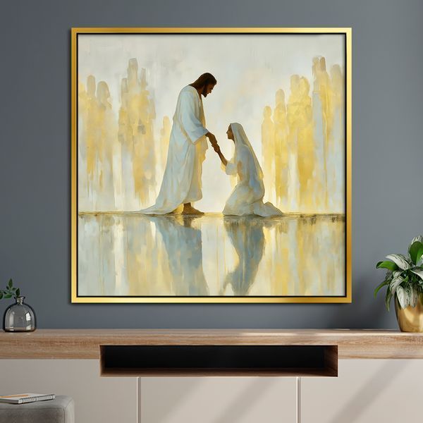 Картина Иисус с девушкой в молитве 35x35 см (ASH444_M) (ASH444) фото