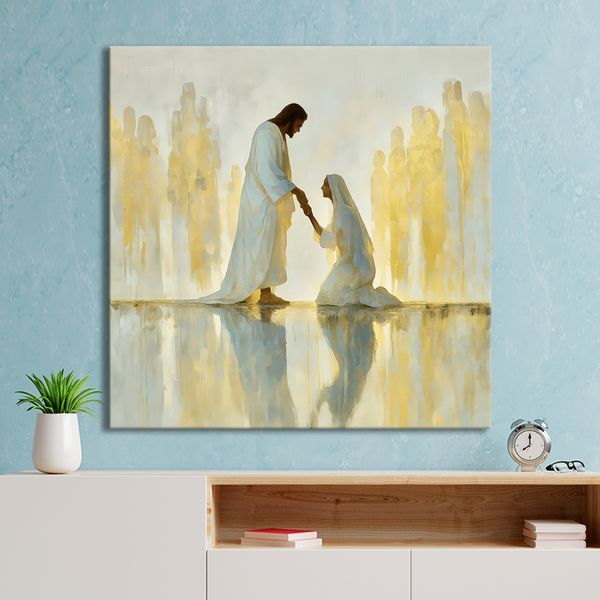Картина Иисус с девушкой в молитве 35x35 см (ASH444_M) (ASH444) фото