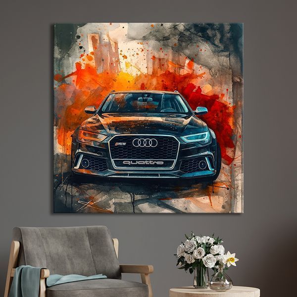 Картина Спортивный автомобиль Ауди на абстрактном фоне 35x35 см (ASH528_M) (ASH528) фото